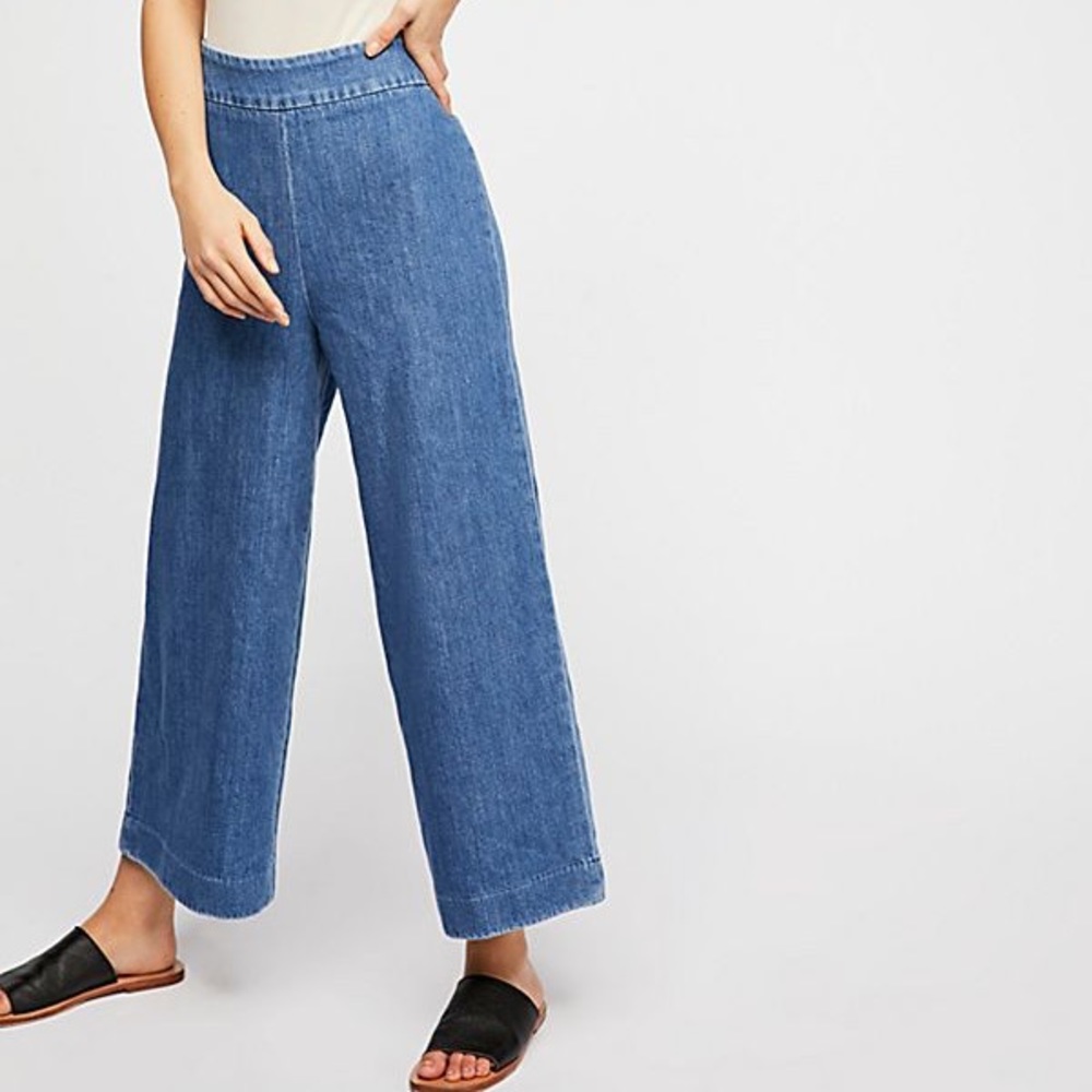 Free People Clean Wide-Leg Jeans High Waist Crop 6